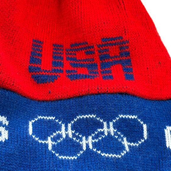 1980'S 1984 Los Angeles Olympics knit hat beanie One Size Vintage US Patriotic - Picture 3 of 4
